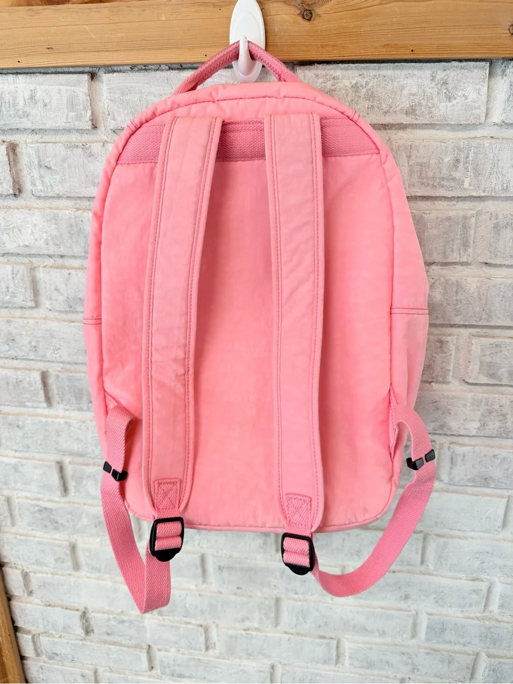 Kipling Soft Coral Pink Backpack with Front Zip Pocket